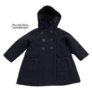 NEW Jojo Maman Bebe 12-18m Navy Hooded Peacoat Coat
